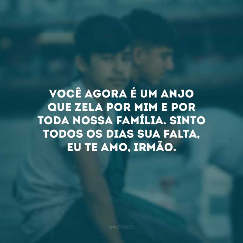 Você agora é um anjo que zela por mim e por toda nossa família. Sinto todos os dias sua falta, eu te amo, irmão.