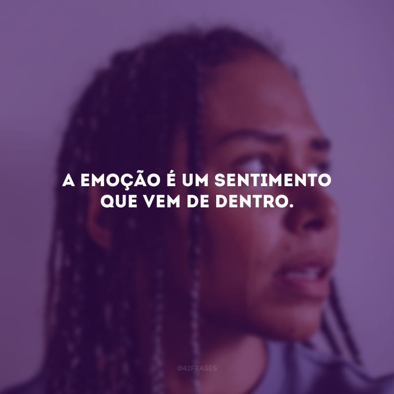 A emoção é um sentimento que vem de dentro.