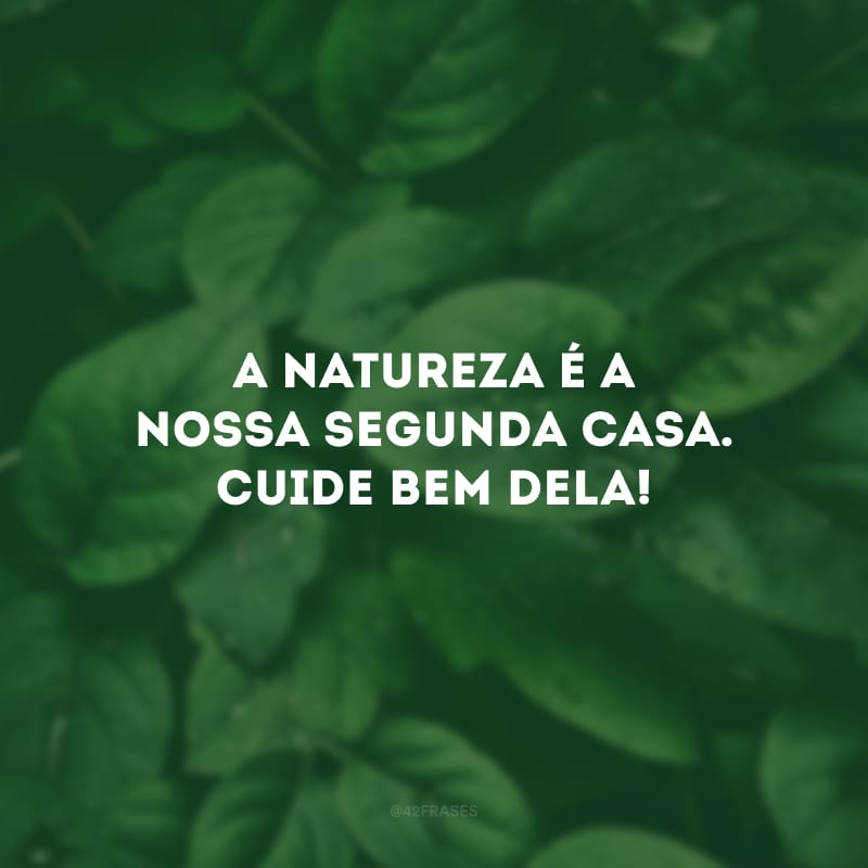 A natureza é a nossa segunda casa. Cuide bem dela!
