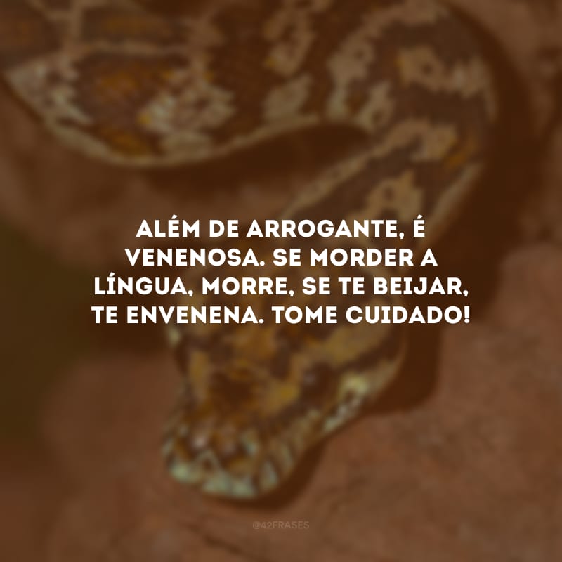 Além de arrogante, é venenosa. Se morder a língua, morre, se te beijar, te envenena. Tome cuidado!