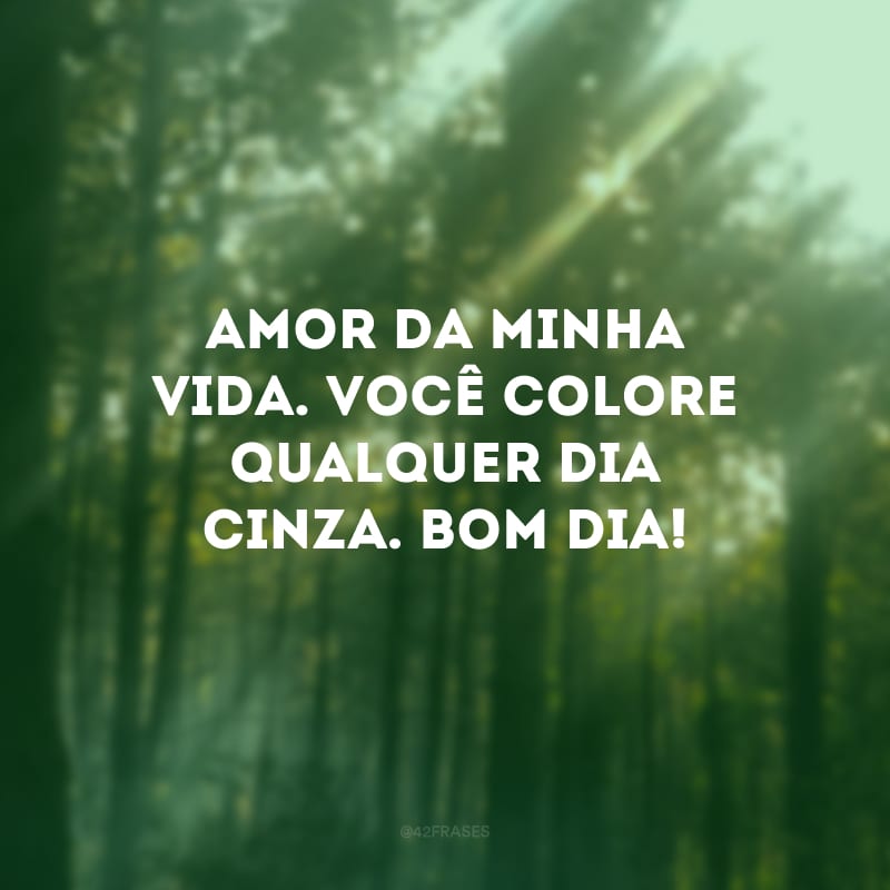 Amor da minha vida. Você colore qualquer dia cinza. Bom dia!
