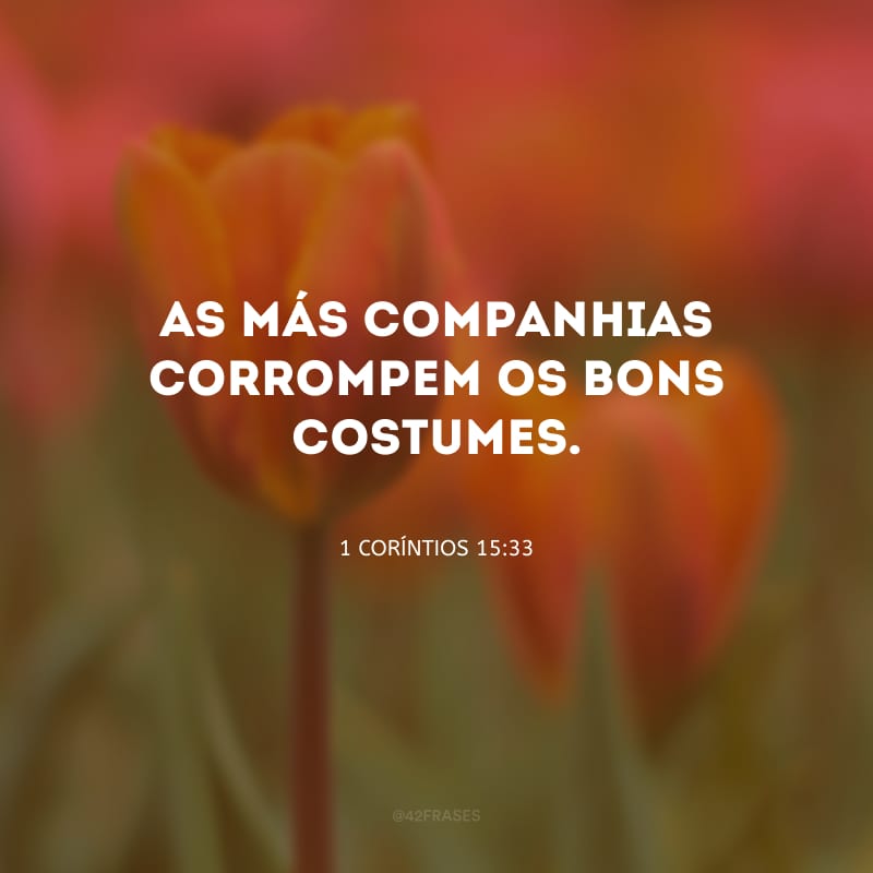 As más companhias corrompem os bons costumes.