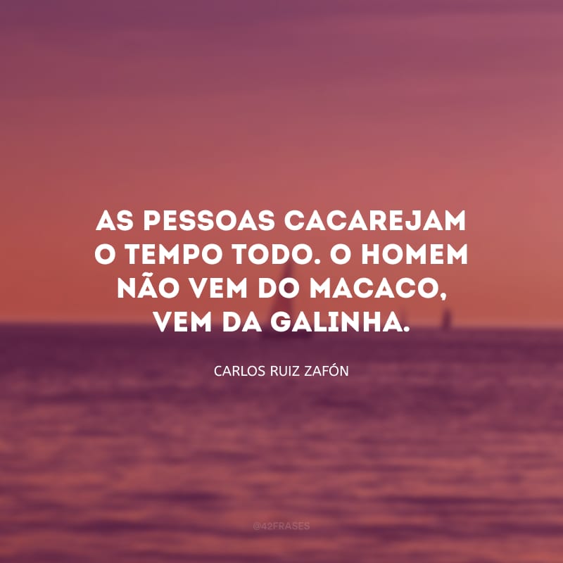 As pessoas cacarejam o tempo todo. O homem não vem do macaco, vem da galinha.