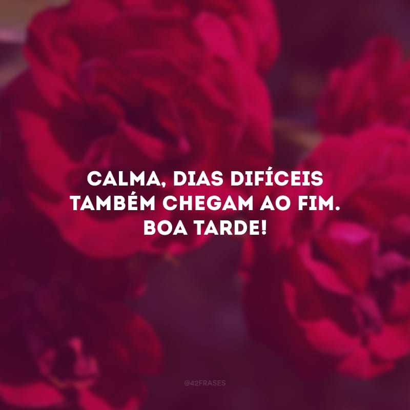 Calma, dias difíceis também chegam ao fim. Boa tarde!