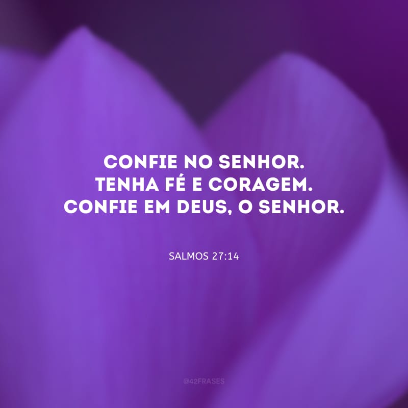 Confie no Senhor. Tenha fé e coragem. Confie em Deus, o Senhor. 