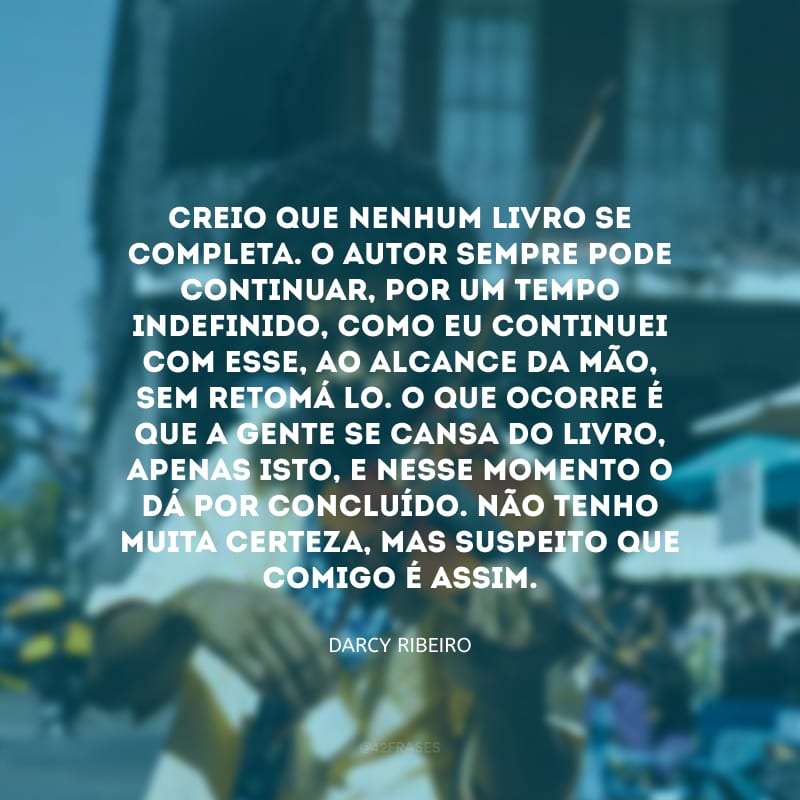 Creio que nenhum livro se completa. O autor sempre pode continuar, por um tempo indefinido, como eu continuei com esse, ao alcance da mão, sem retomá‐lo. O que ocorre é que a gente se cansa do livro, apenas isto, e nesse momento o dá por concluído. Não tenho muita certeza, mas suspeito que comigo é assim.