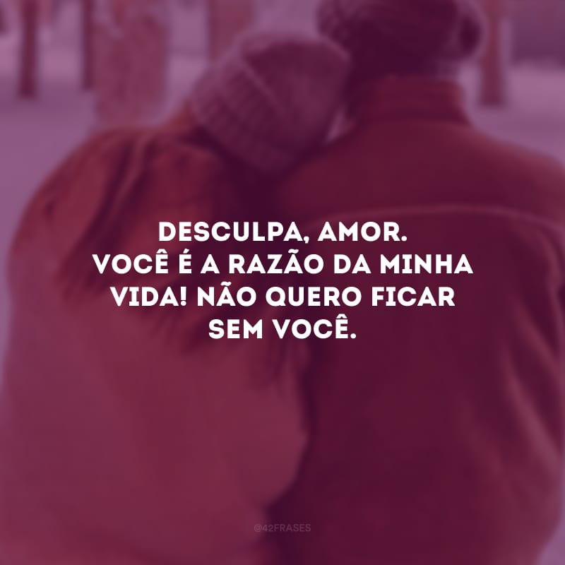 Desculpa, amor. Você é a razão da minha vida! Não quero ficar sem você.