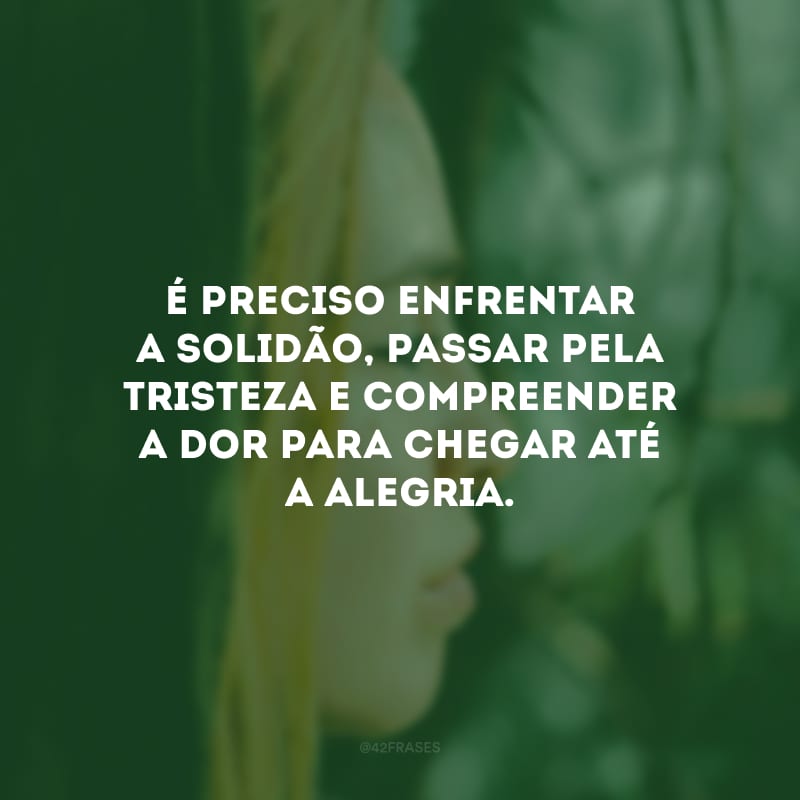 É preciso enfrentar a solidão, passar pela tristeza e compreender a dor para chegar até a alegria.