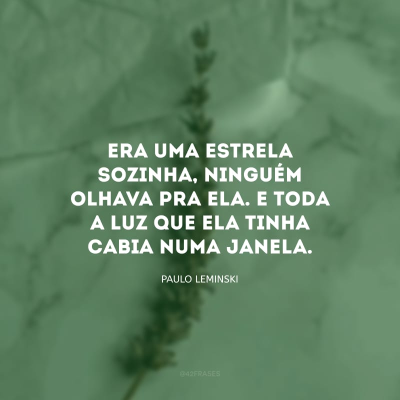 Era uma estrela sozinha, ninguém olhava pra ela. E toda a luz que ela tinha cabia numa janela.