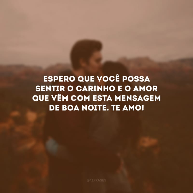 Espero que você possa sentir o carinho e o amor que vêm com esta mensagem de boa noite. Te amo!