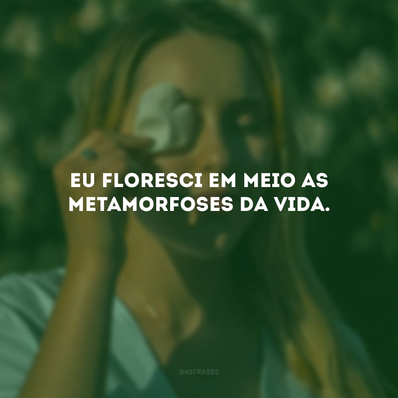 Eu floresci em meio as metamorfoses da vida.