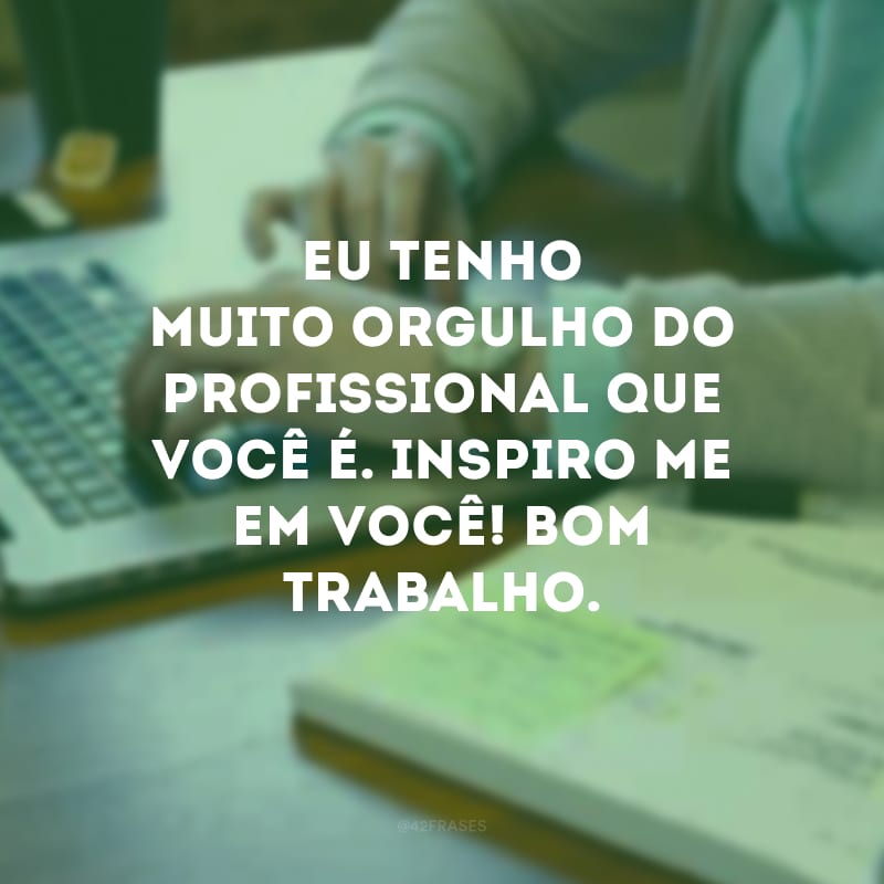 Eu tenho muito orgulho do profissional que você é. Inspiro-me em você! Bom trabalho.