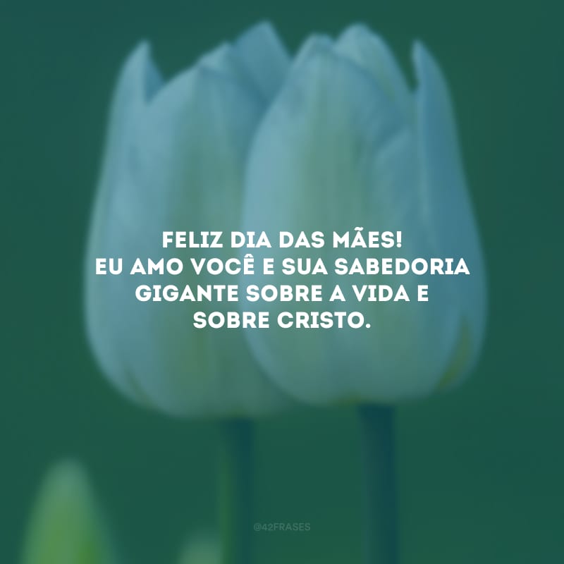 Feliz Dia das Mães! Eu amo você e sua sabedoria gigante sobre a vida e sobre Cristo.