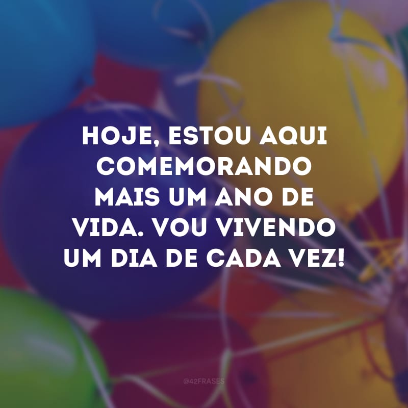 Hoje, estou aqui comemorando mais um ano de vida. Vou vivendo um dia de cada vez!