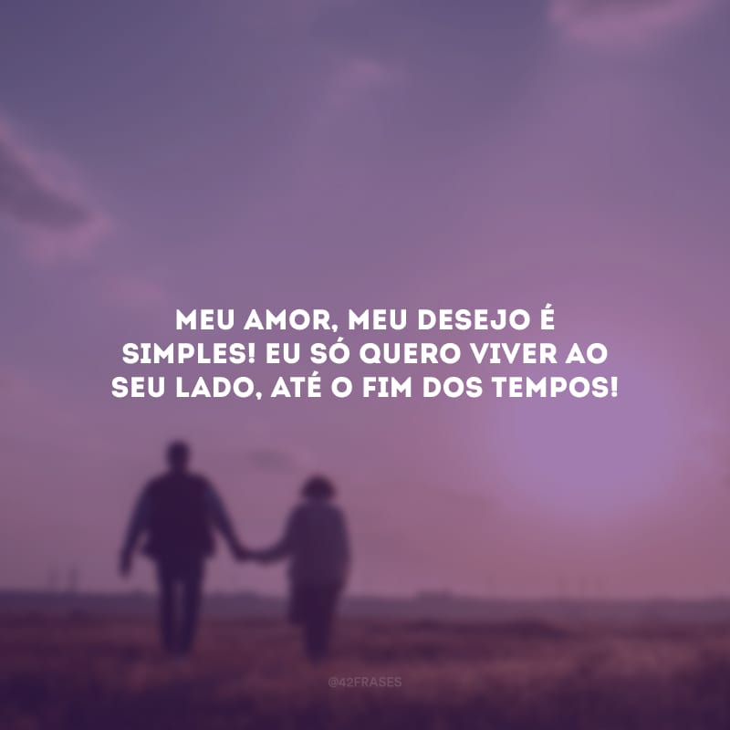 Meu amor, meu desejo é simples! Eu só quero viver ao seu lado, até o fim dos tempos!