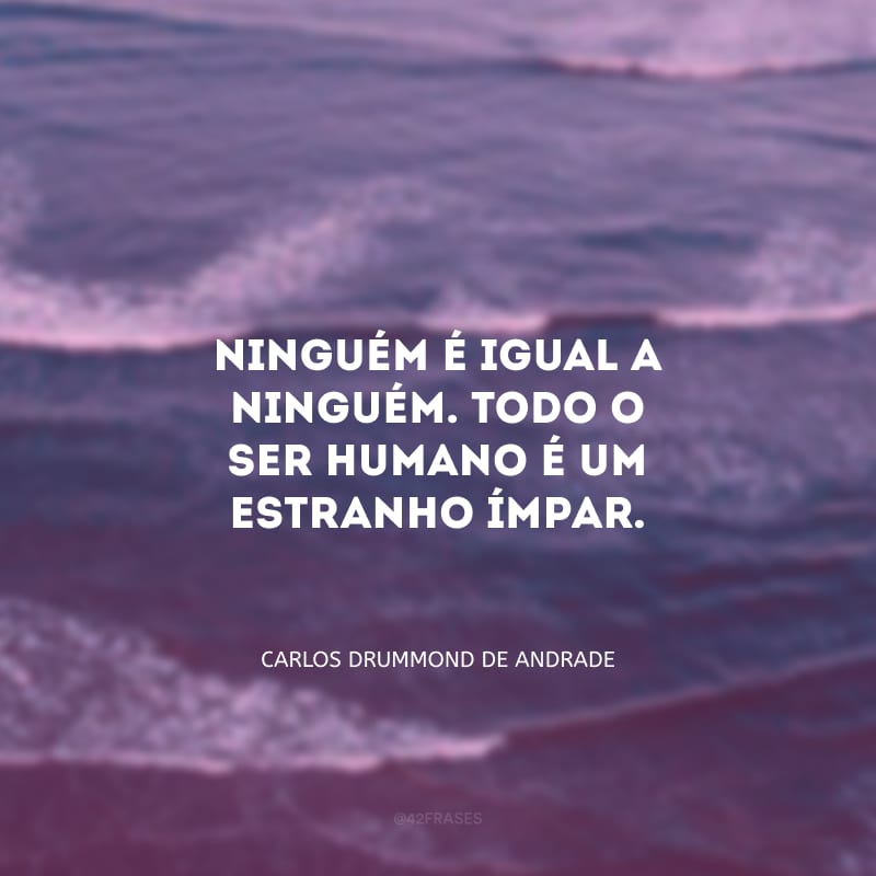 Ninguém é igual a ninguém. Todo o ser humano é um estranho ímpar.