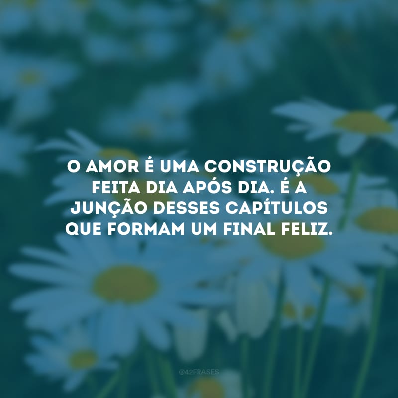 O amor é uma construção feita dia após dia. É a junção desses capítulos que formam um final feliz.