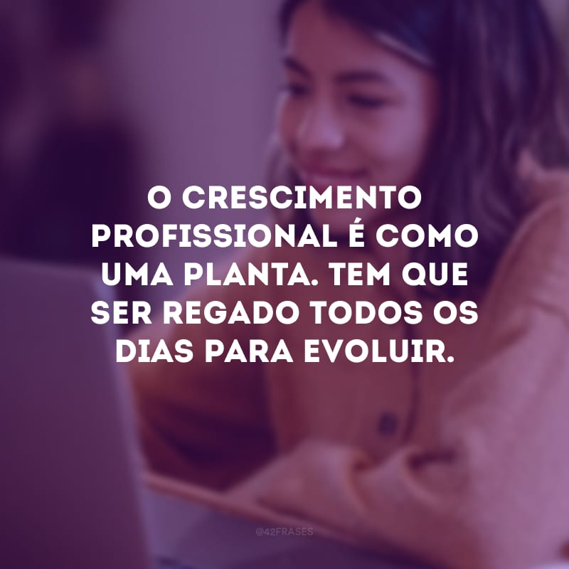 O crescimento profissional é como uma planta. Tem que ser regado todos os dias para evoluir.
