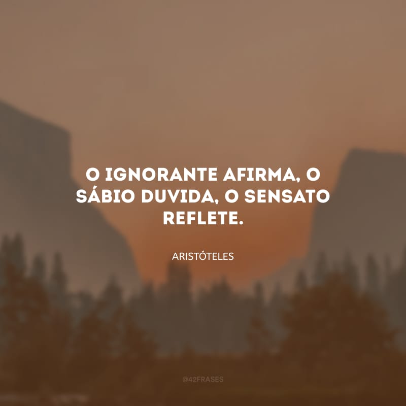 O ignorante afirma, o sábio duvida, o sensato reflete.