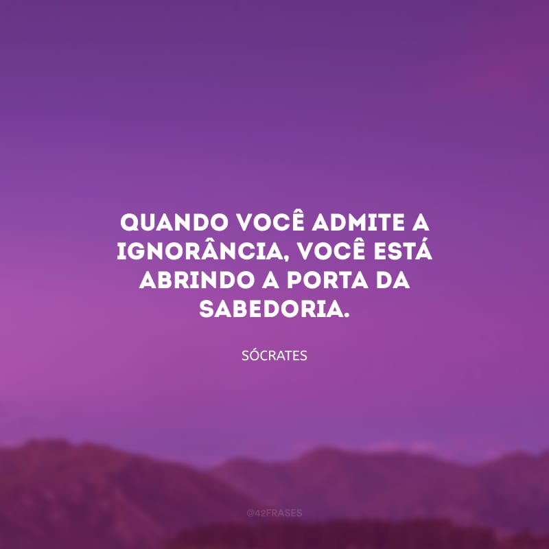 Quando você admite a ignorância, você está abrindo a porta da sabedoria.