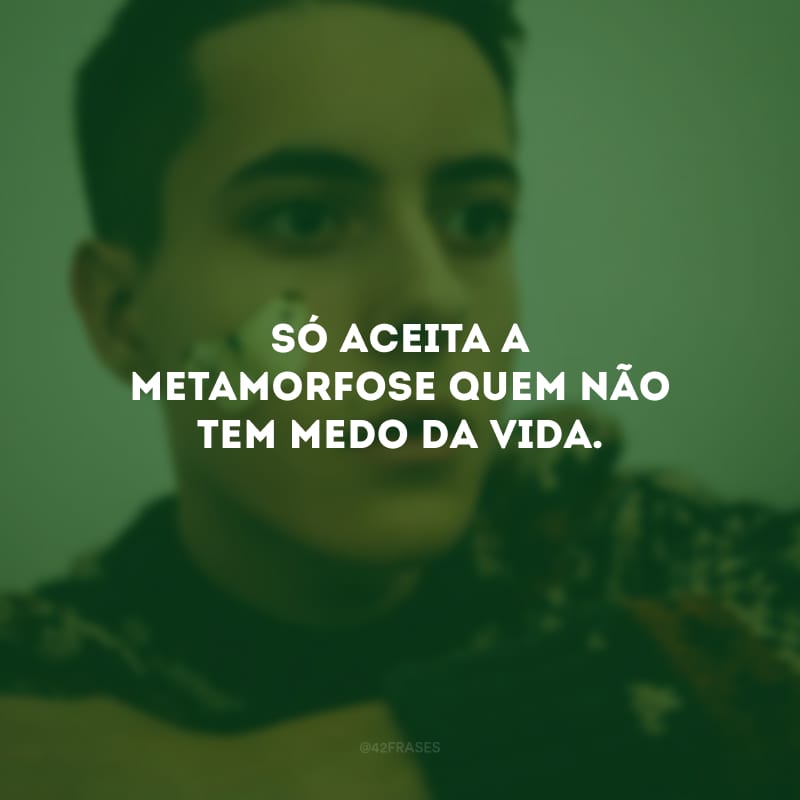 Só aceita a metamorfose quem não tem medo da vida. 