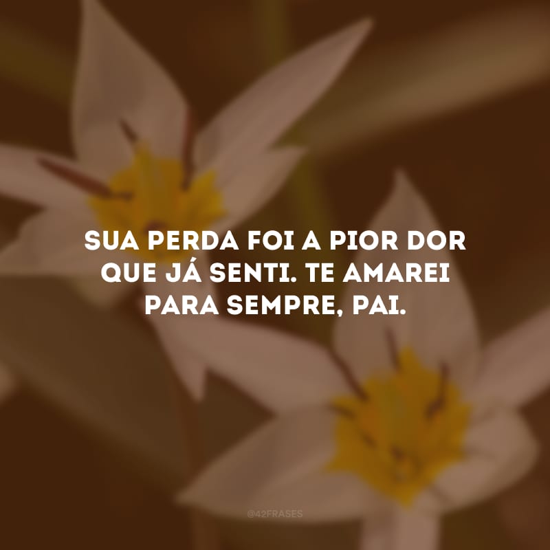 Sua perda foi a pior dor que já senti. Te amarei para sempre, pai.