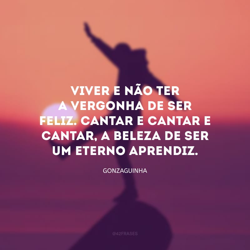 Viver e não ter a vergonha de ser feliz. Cantar e cantar e cantar, a beleza de ser um eterno aprendiz.