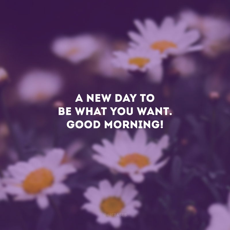 A new day to be what you want. Good Morning! (Um novo dia para ser o que você quiser. Bom dia!)