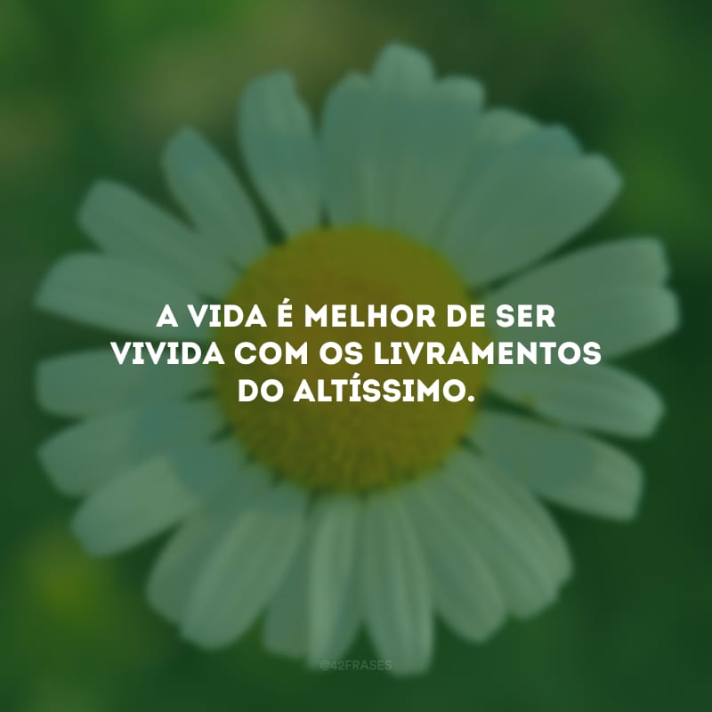 A vida é melhor de ser vivida com os livramentos do Altíssimo.