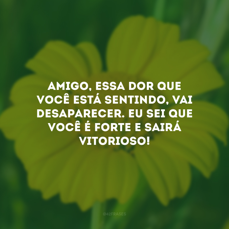 Amigo, essa dor que você está sentindo, vai desaparecer. Eu sei que você é forte e sairá vitorioso!