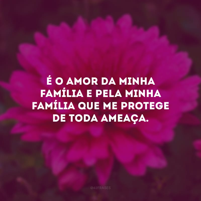 É o amor da minha família e pela minha família que me protege de toda ameaça.