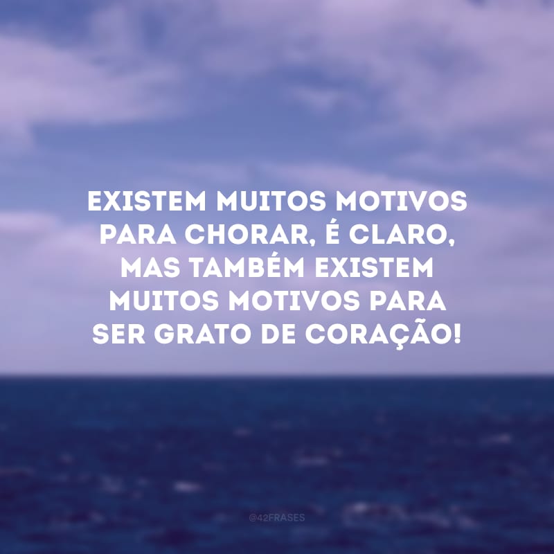 Existem muitos motivos para chorar, é claro, mas também existem muitos motivos para ser grato de coração!