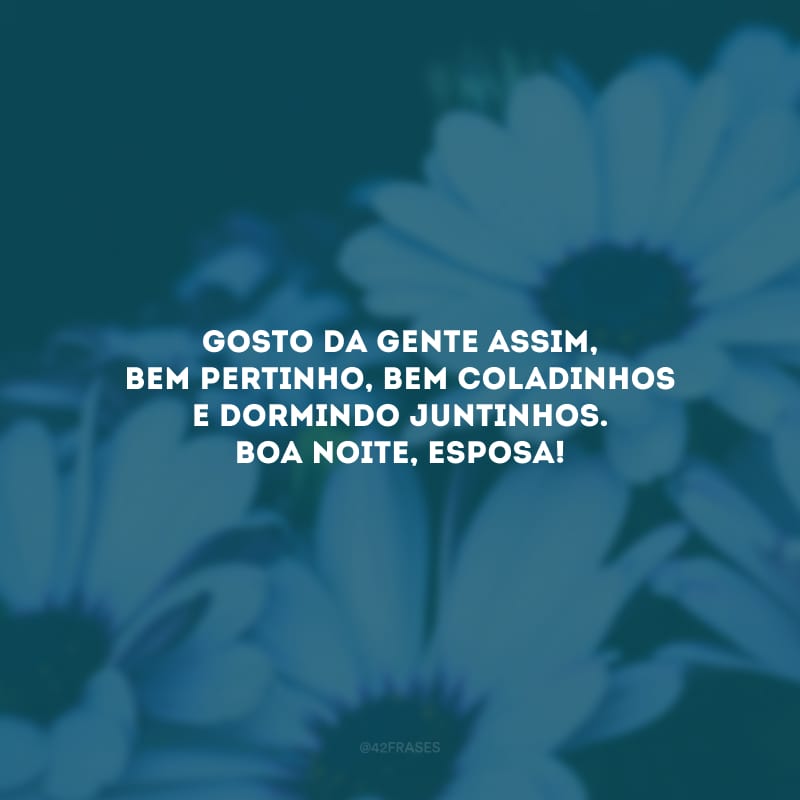 Gosto da gente assim, bem pertinho, bem coladinhos e dormindo juntinhos. Boa noite, esposa!