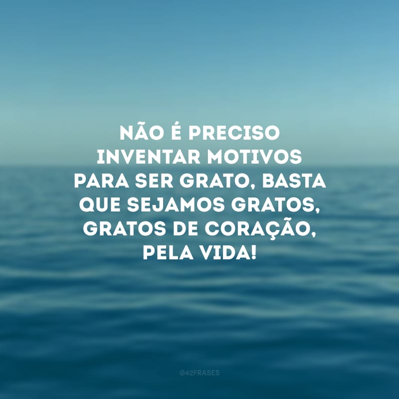 Não é preciso inventar motivos para ser grato, basta que sejamos gratos, gratos de coração, pela vida!