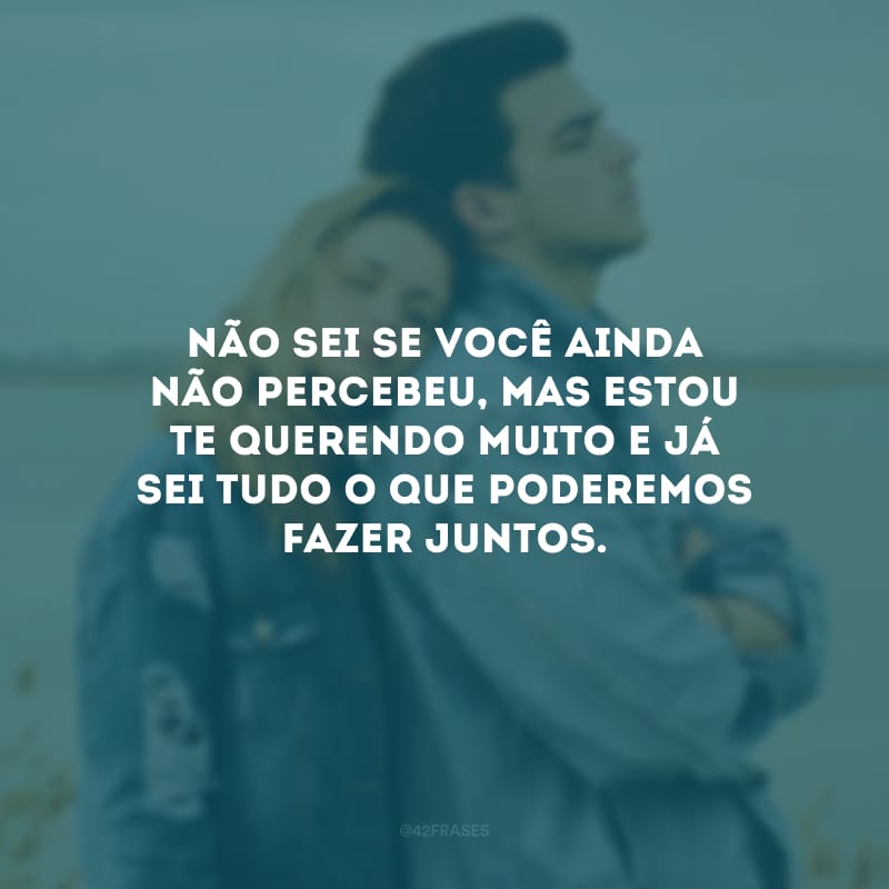 Não sei se você ainda não percebeu, mas estou te querendo muito e já sei tudo o que poderemos fazer juntos.