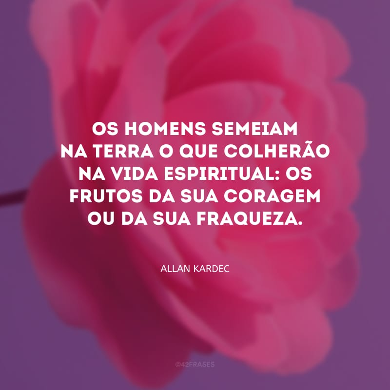 Os homens semeiam na terra o que colherão na vida espiritual: os frutos da sua coragem ou da sua fraqueza.