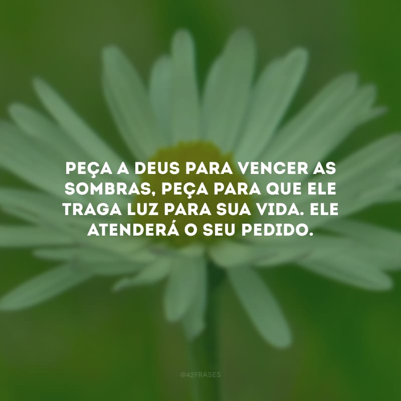 Peça a Deus para vencer as sombras, peça para que Ele traga luz para sua vida. Ele atenderá o seu pedido.