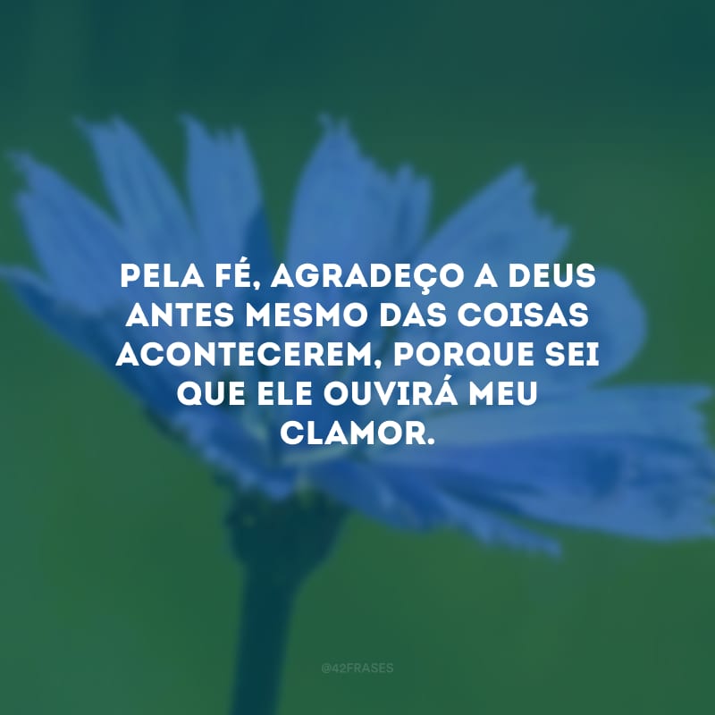 Pela fé, agradeço a Deus antes mesmo das coisas acontecerem, porque sei que Ele ouvirá meu clamor.