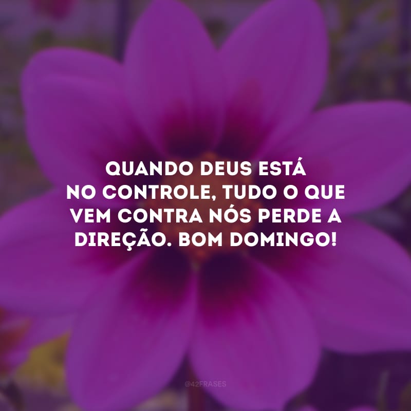 Quando Deus está no controle, tudo o que vem contra nós perde a direção. Bom domingo! 