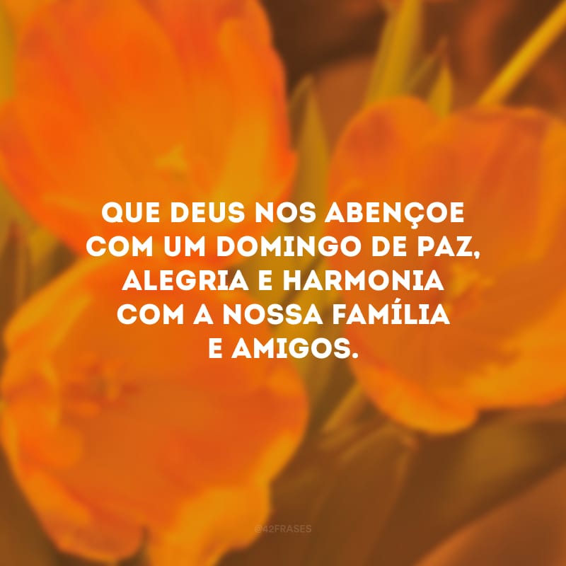 Que Deus nos abençoe com um domingo de paz, alegria e harmonia com a nossa família e amigos.