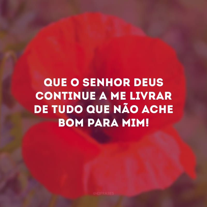 Que o Senhor Deus continue a me livrar de tudo que não ache bom para mim!