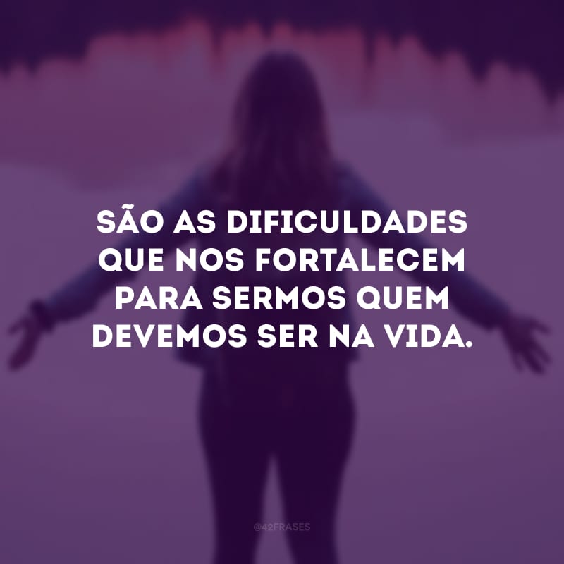 São as dificuldades que nos fortalecem para sermos quem devemos ser na vida.