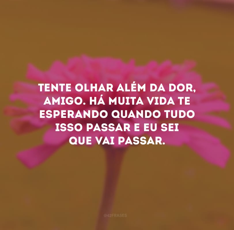 Tente olhar além da dor, amigo. Há muita vida te esperando quando tudo isso passar e eu sei que vai passar.