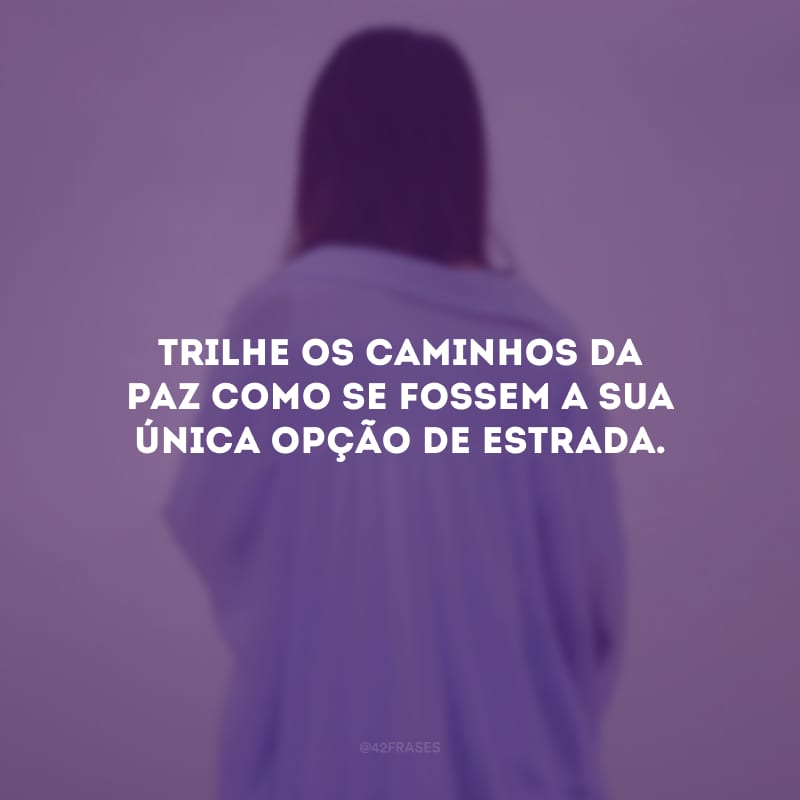 Trilhe os caminhos da paz como se fossem a sua única opção de estrada.