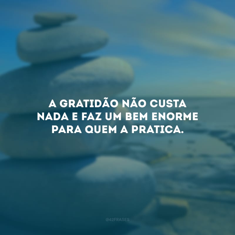 A gratidão não custa nada e faz um bem enorme para quem a pratica.