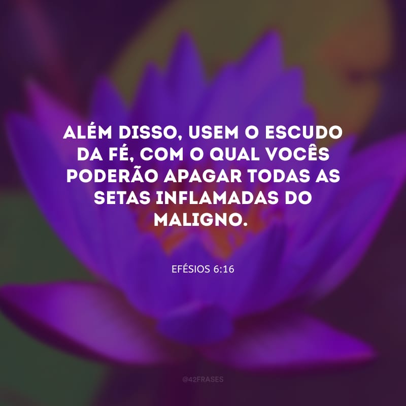 Além disso, usem o escudo da fé, com o qual vocês poderão apagar todas as setas inflamadas do maligno.
