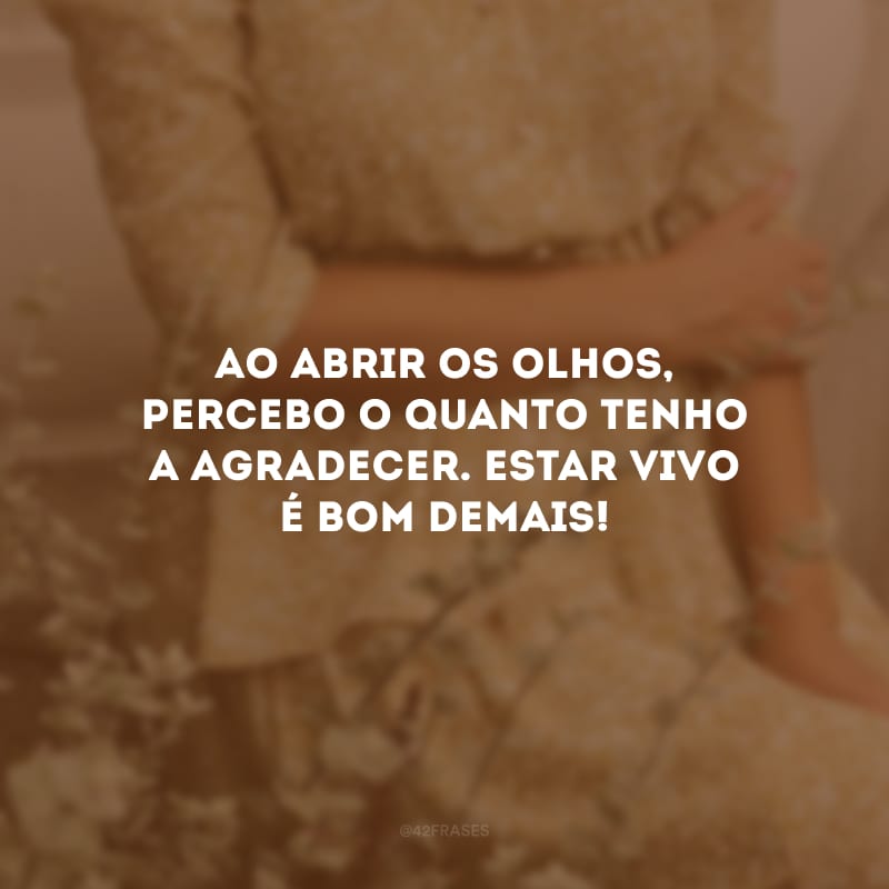 Ao abrir os olhos, percebo o quanto tenho a agradecer. Estar vivo é bom demais!