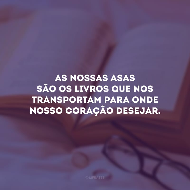 As nossas asas são os livros que nos transportam para onde nosso coração desejar.