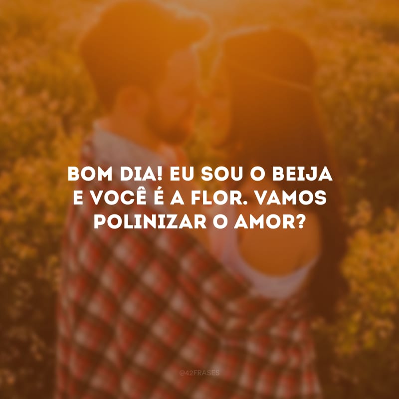 Bom dia! Eu sou o beija e você é a flor. Vamos polinizar o amor?