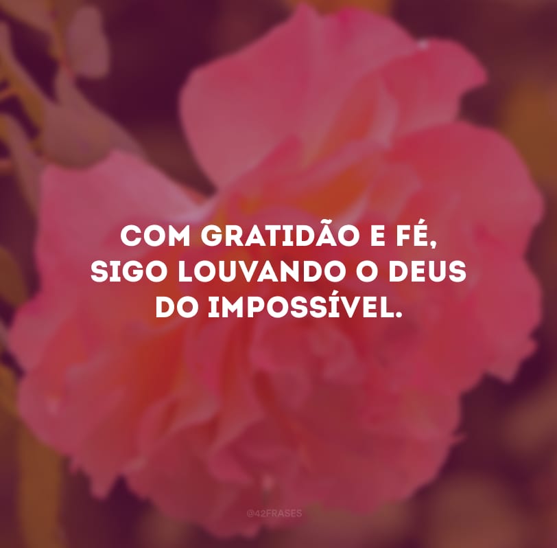 Com gratidão e fé, sigo louvando o Deus do impossível.